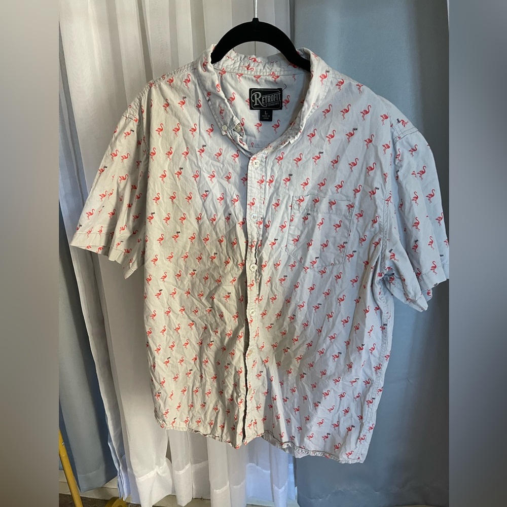 Retrofit Men's Casual Flamingo Print Shirt